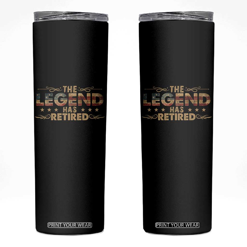 The Legend Has Retired 2025 Skinny Tumbler Retro American Flag TS10 Black Print Your Wear
