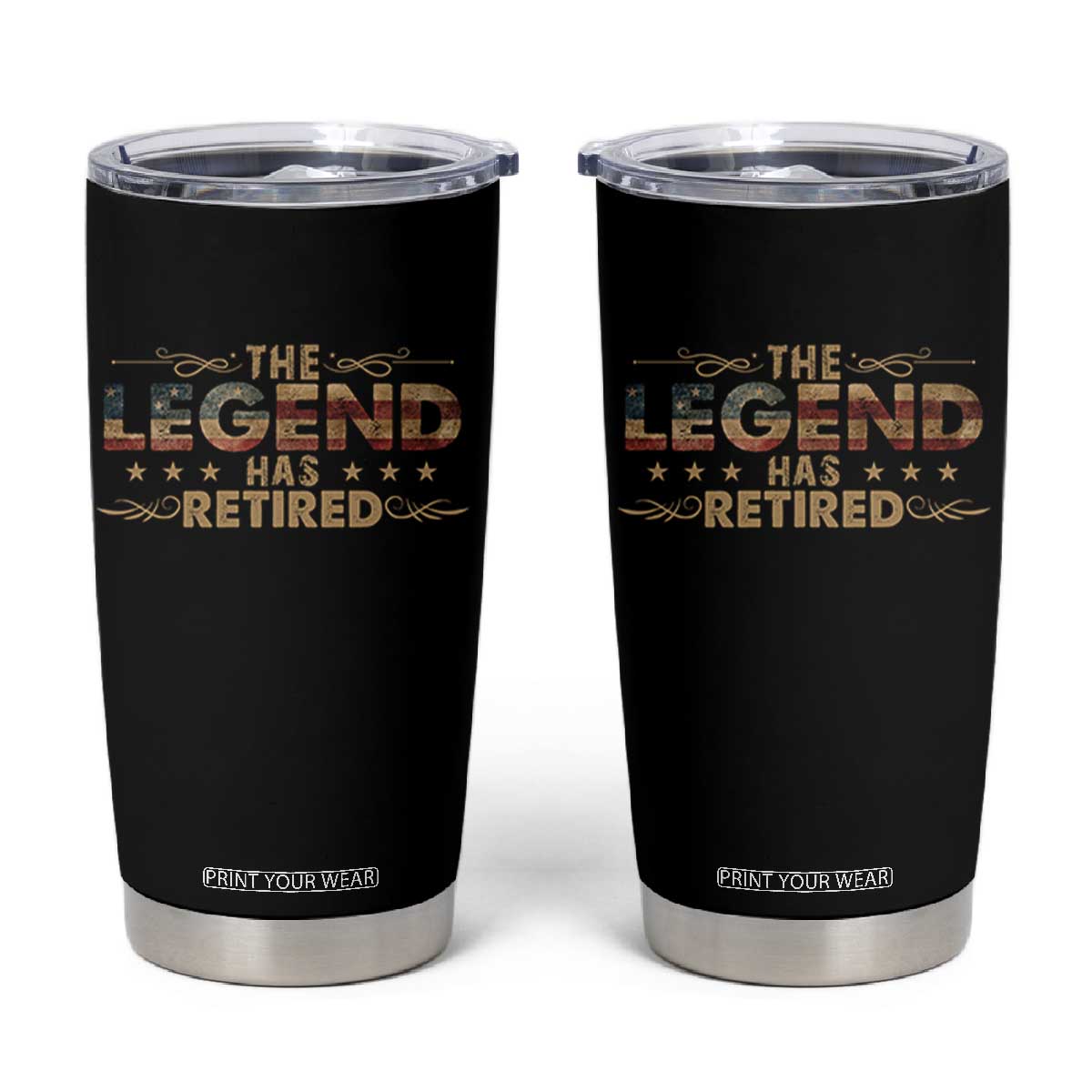 The Legend Has Retired 2025 Tumbler Cup Retro American Flag TS10 Black Print Your Wear