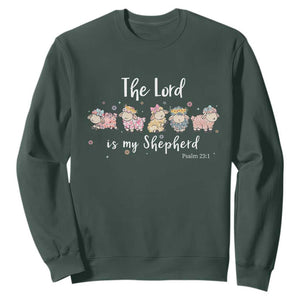 The Lord Is My Shepherd Sweatshirt Christian Easter Day Religious Sheep TS11 Dark Forest Green Print Your Wear