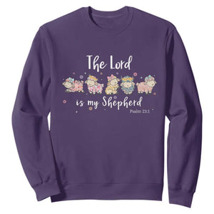 The Lord Is My Shepherd Sweatshirt Christian Easter Day Religious Sheep TS11 Purple Print Your Wear