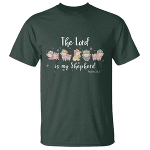 The Lord Is My Shepherd T Shirt Christian Easter Day Religious Sheep TS11 Dark Forest Green Print Your Wear