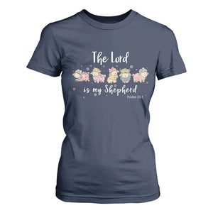 The Lord Is My Shepherd T Shirt For Women Christian Easter Day Religious Sheep TS11 Navy Print Your Wear