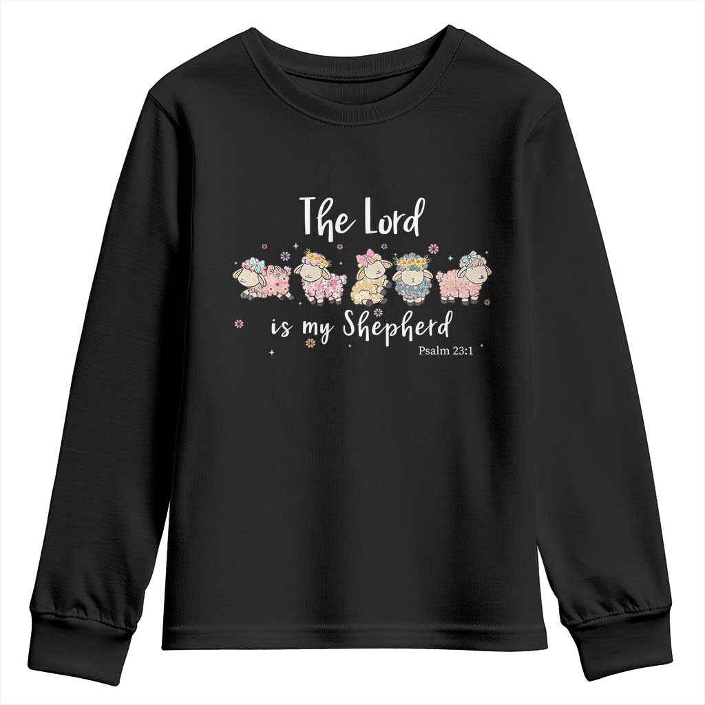 The Lord Is My Shepherd Youth Sweatshirt Christian Easter Day Religious Sheep TS11 Black Print Your Wear