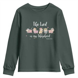 The Lord Is My Shepherd Youth Sweatshirt Christian Easter Day Religious Sheep TS11 Dark Forest Green Print Your Wear