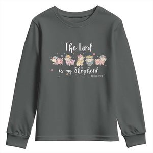 The Lord Is My Shepherd Youth Sweatshirt Christian Easter Day Religious Sheep TS11 Dark Heather Print Your Wear