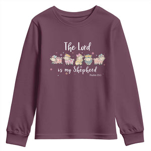 The Lord Is My Shepherd Youth Sweatshirt Christian Easter Day Religious Sheep TS11 Maroon Print Your Wear