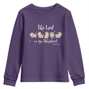 The Lord Is My Shepherd Youth Sweatshirt Christian Easter Day Religious Sheep TS11 Purple Print Your Wear