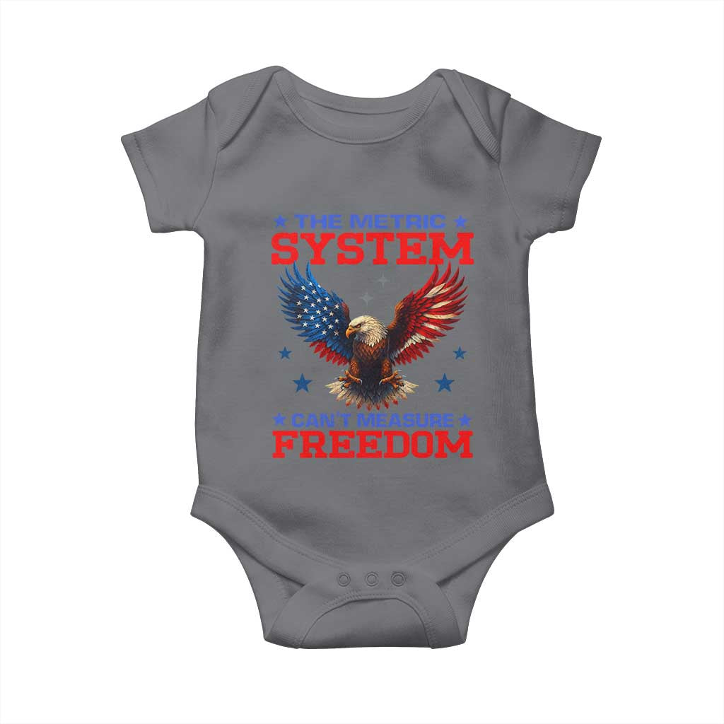 The Metric System Can't Measure Freedom Baby Onesie Funny Patriotic Eagle 4th of July USA Flag TS02 Charcoal Print Your Wear