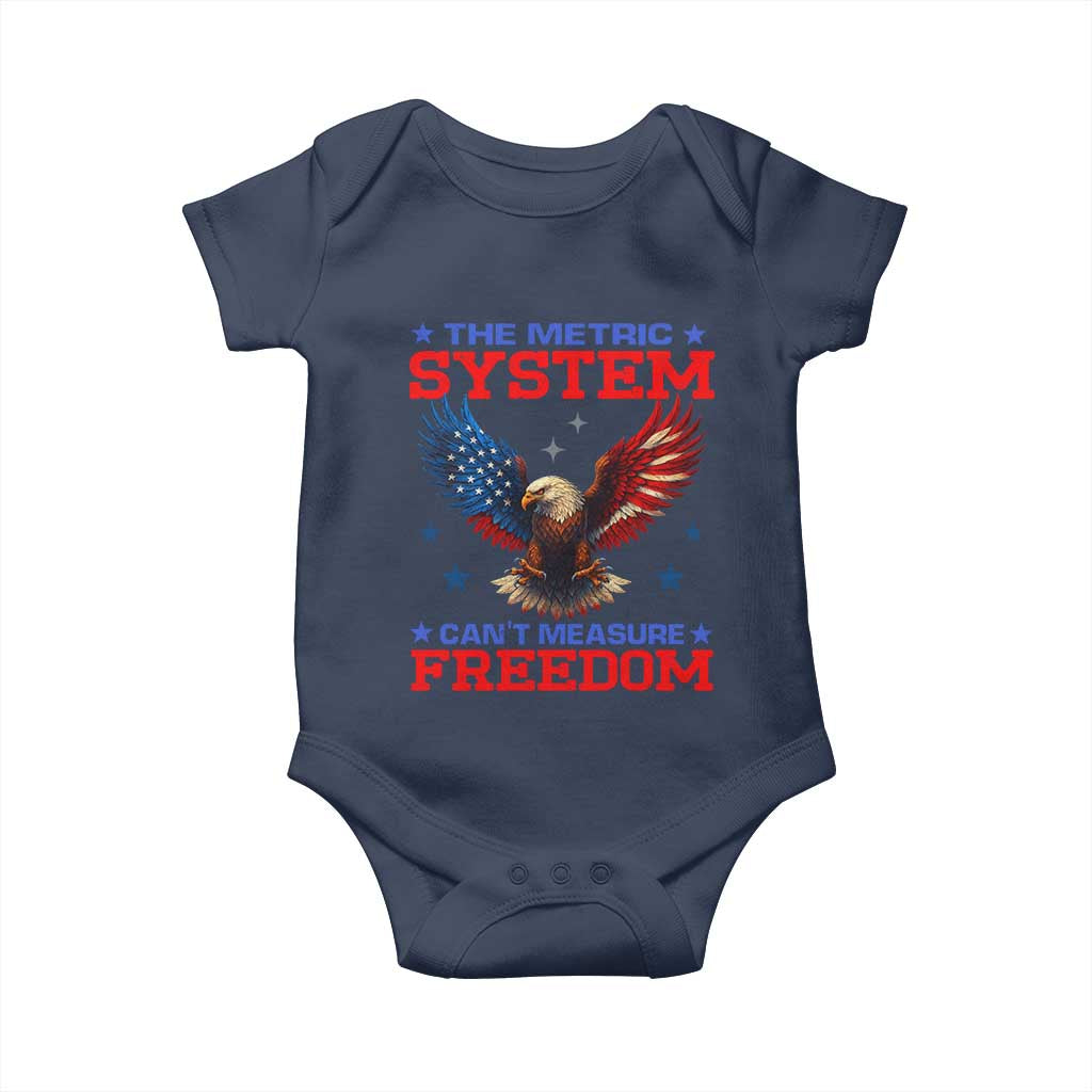The Metric System Can't Measure Freedom Baby Onesie Funny Patriotic Eagle 4th of July USA Flag TS02 Navy Print Your Wear