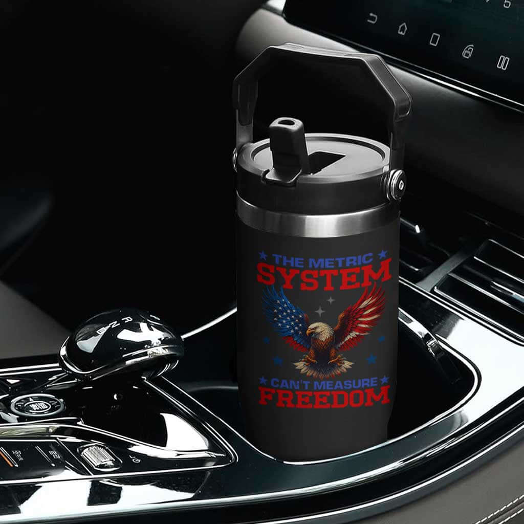 The Metric System Can't Measure Freedom Flip Straw Tumbler Funny Patriotic Eagle 4th of July USA Flag TS02 Print Your Wear