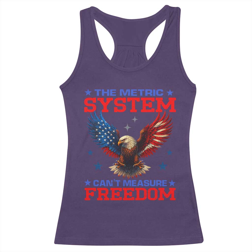 The Metric System Can't Measure Freedom Racerback Tank Top Funny Patriotic Eagle 4th of July USA Flag TS02 Purple Print Your Wear