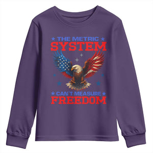 The Metric System Can't Measure Freedom Youth Sweatshirt Funny Patriotic Eagle 4th of July USA Flag TS02 Purple Print Your Wear