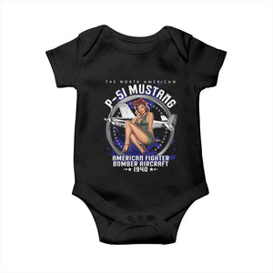 The North American P 51 Mustang American Fighter Bomber Aircraft Baby Onesie WW2 Aircraft Pin Up Girl TS11 Black Print Your Wear