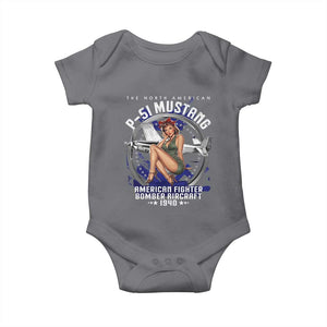The North American P 51 Mustang American Fighter Bomber Aircraft Baby Onesie WW2 Aircraft Pin Up Girl TS11 Charcoal Print Your Wear