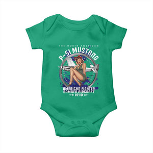 The North American P 51 Mustang American Fighter Bomber Aircraft Baby Onesie WW2 Aircraft Pin Up Girl TS11 Irish Green Print Your Wear
