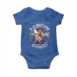The North American P 51 Mustang American Fighter Bomber Aircraft Baby Onesie WW2 Aircraft Pin Up Girl TS11 Royal Blue Print Your Wear