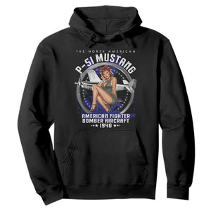 The North American P 51 Mustang American Fighter Bomber Aircraft Hoodie WW2 Aircraft Pin Up Girl TS11 Black Print Your Wear