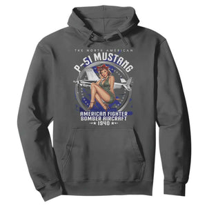 The North American P 51 Mustang American Fighter Bomber Aircraft Hoodie WW2 Aircraft Pin Up Girl TS11 Dark Heather Print Your Wear