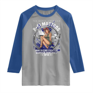 The North American P 51 Mustang American Fighter Bomber Aircraft Raglan Shirt WW2 Aircraft Pin Up Girl TS11 Sport Gray Royal Print Your Wear