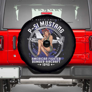 The North American P 51 Mustang American Fighter Bomber Aircraft Spare Tire Cover WW2 Aircraft Pin Up Girl TS11 Black Print Your Wear