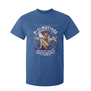 The North American P 51 Mustang American Fighter Bomber Aircraft T Shirt For Kid WW2 Aircraft Pin Up Girl TS11 Royal Blue Print Your Wear