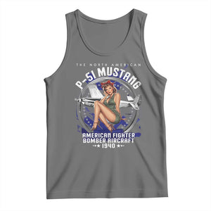 The North American P 51 Mustang American Fighter Bomber Aircraft Tank Top WW2 Aircraft Pin Up Girl TS11 Black Heather Print Your Wear