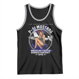 The North American P 51 Mustang American Fighter Bomber Aircraft Tank Top WW2 Aircraft Pin Up Girl TS11 Black Athletic Heather Print Your Wear