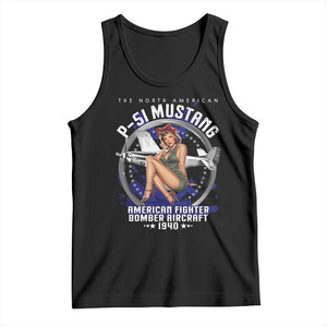 The North American P 51 Mustang American Fighter Bomber Aircraft Tank Top WW2 Aircraft Pin Up Girl TS11 Black Print Your Wear