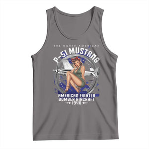 The North American P 51 Mustang American Fighter Bomber Aircraft Tank Top WW2 Aircraft Pin Up Girl TS11 Deep Heather Print Your Wear
