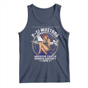 The North American P 51 Mustang American Fighter Bomber Aircraft Tank Top WW2 Aircraft Pin Up Girl TS11 Navy Print Your Wear