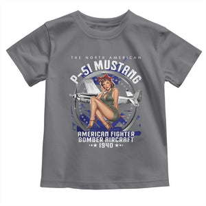 The North American P 51 Mustang American Fighter Bomber Aircraft Toddler T Shirt WW2 Aircraft Pin Up Girl TS11 Charcoal Print Your Wear