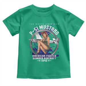 The North American P 51 Mustang American Fighter Bomber Aircraft Toddler T Shirt WW2 Aircraft Pin Up Girl TS11 Irish Green Print Your Wear
