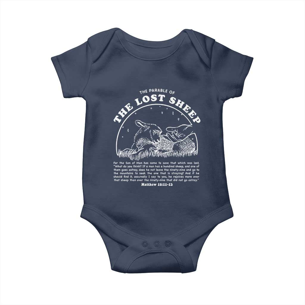 The Parable Of The Lost Sheep Baby Onesie Christian Bible Verse TS11 Navy Print Your Wear