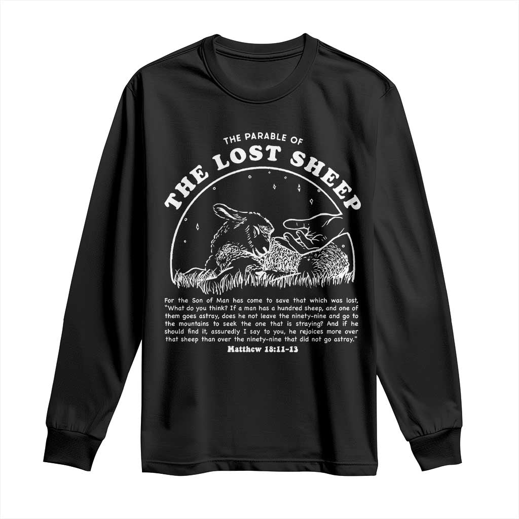 The Parable Of The Lost Sheep Long Sleeve Shirt Christian Bible Verse TS11 Black Print Your Wear