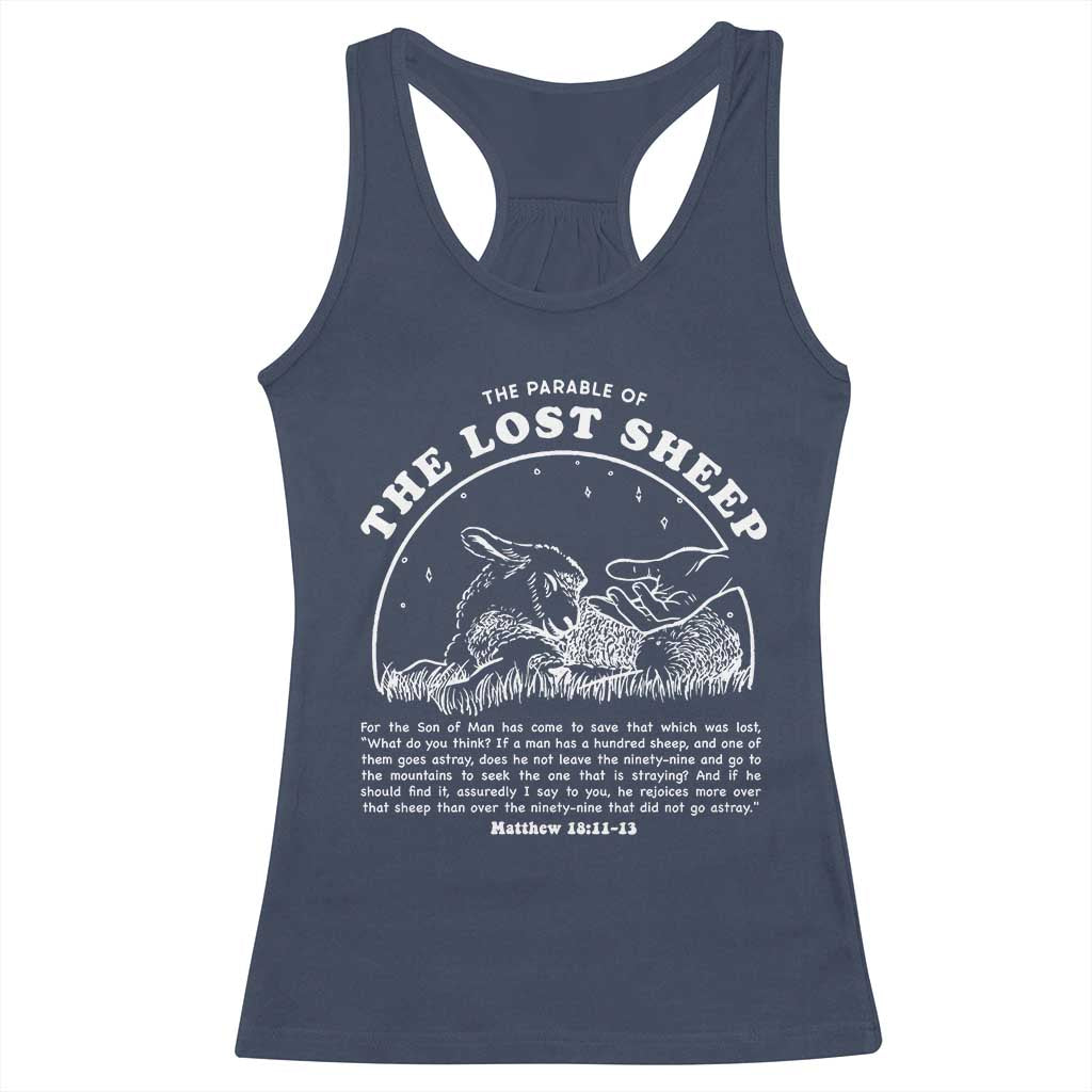 The Parable Of The Lost Sheep Racerback Tank Top Christian Bible Verse TS11 Navy Print Your Wear