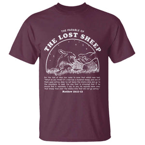 The Parable Of The Lost Sheep T Shirt Christian Bible Verse TS11 Maroon Print Your Wear