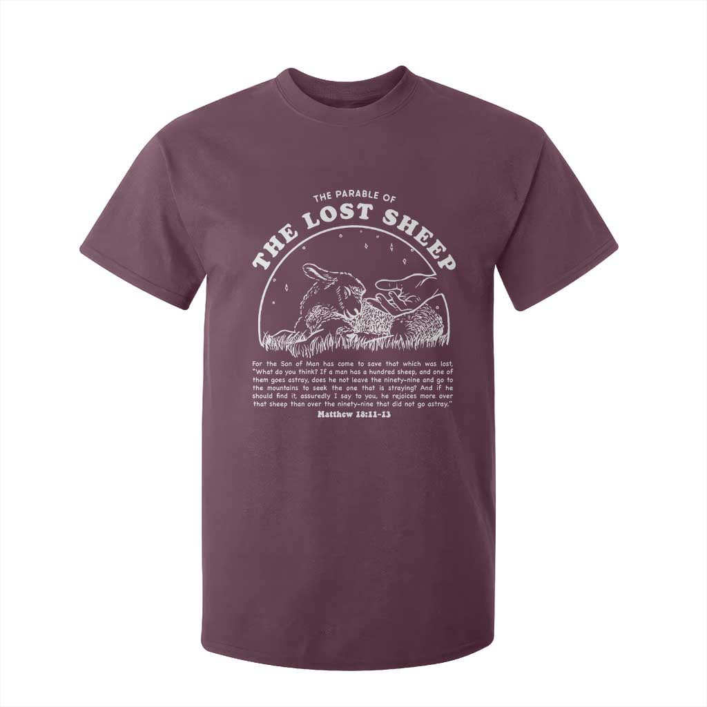 The Parable Of The Lost Sheep T Shirt For Kid Christian Bible Verse TS11 Maroon Print Your Wear