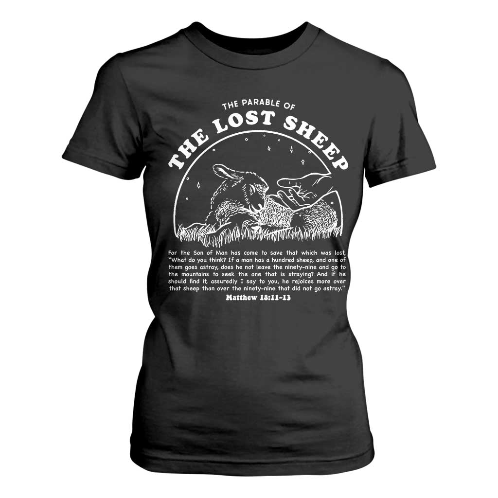 The Parable Of The Lost Sheep T Shirt For Women Christian Bible Verse TS11 Black Print Your Wear