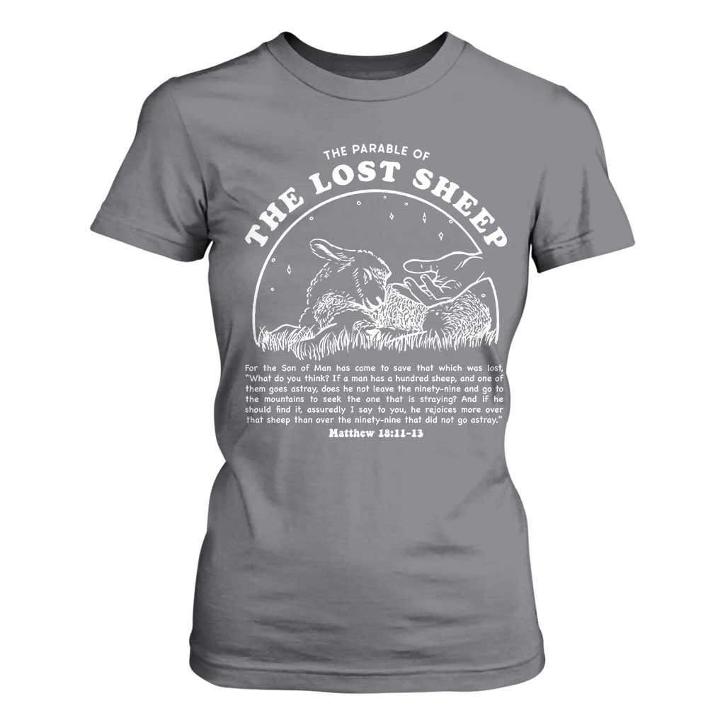 The Parable Of The Lost Sheep T Shirt For Women Christian Bible Verse TS11 Charcoal Print Your Wear