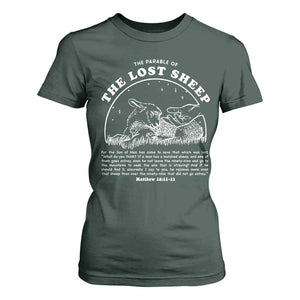 The Parable Of The Lost Sheep T Shirt For Women Christian Bible Verse TS11 Dark Forest Green Print Your Wear