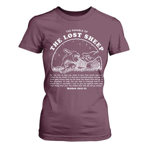 The Parable Of The Lost Sheep T Shirt For Women Christian Bible Verse TS11 Maroon Print Your Wear