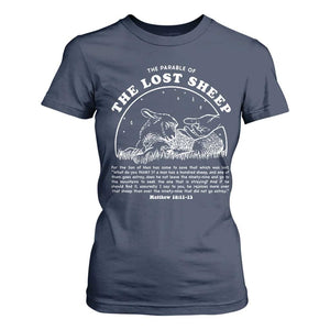 The Parable Of The Lost Sheep T Shirt For Women Christian Bible Verse TS11 Navy Print Your Wear