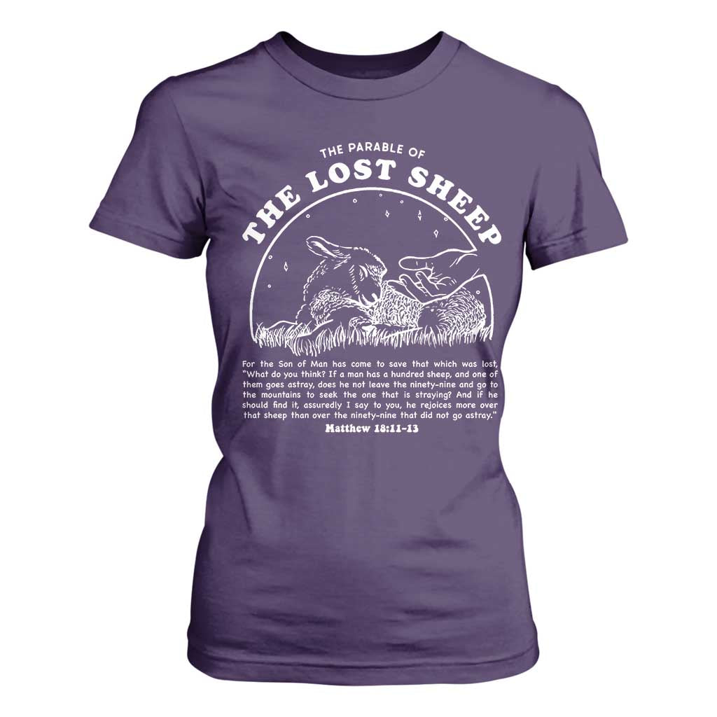 The Parable Of The Lost Sheep T Shirt For Women Christian Bible Verse TS11 Purple Print Your Wear