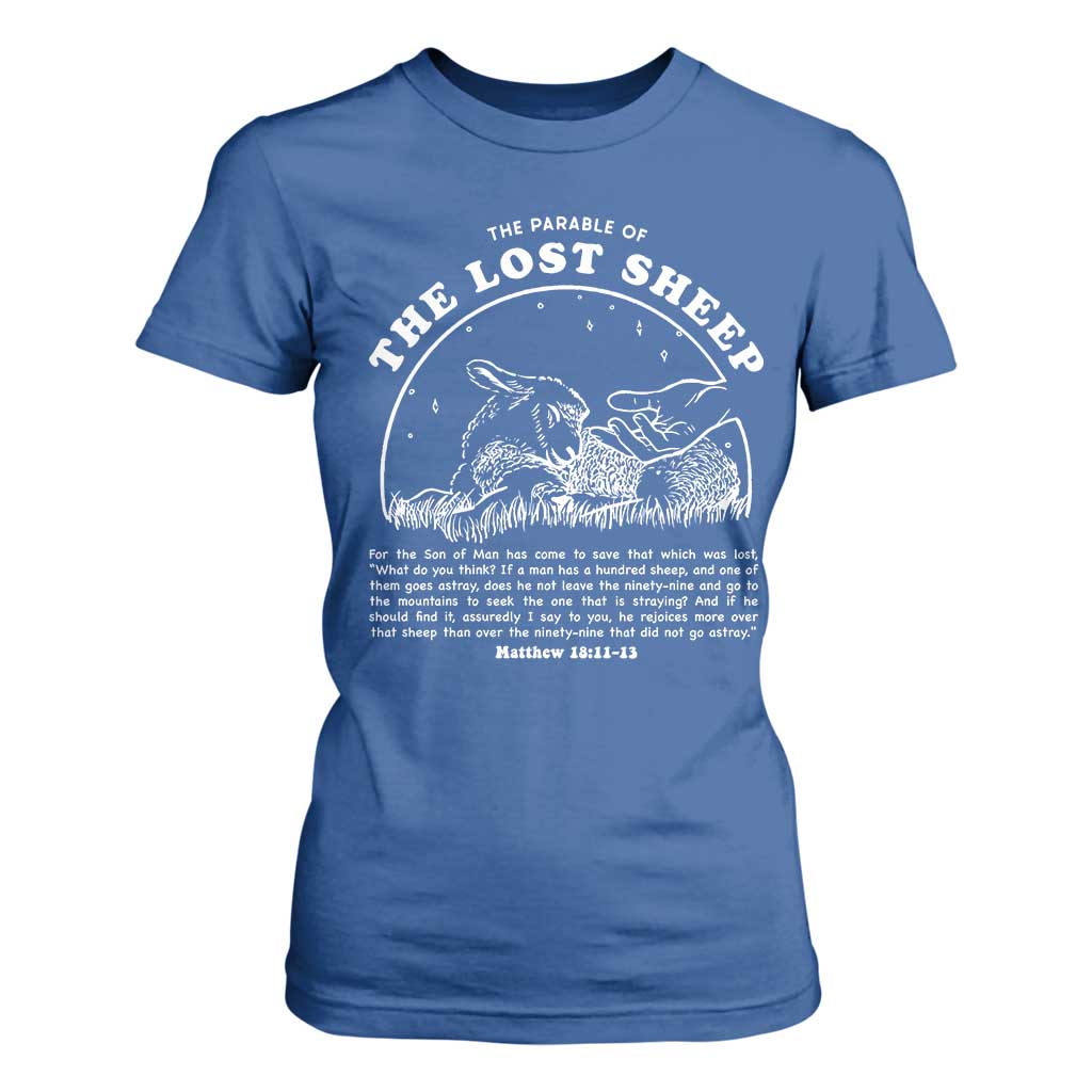 The Parable Of The Lost Sheep T Shirt For Women Christian Bible Verse TS11 Royal Blue Print Your Wear