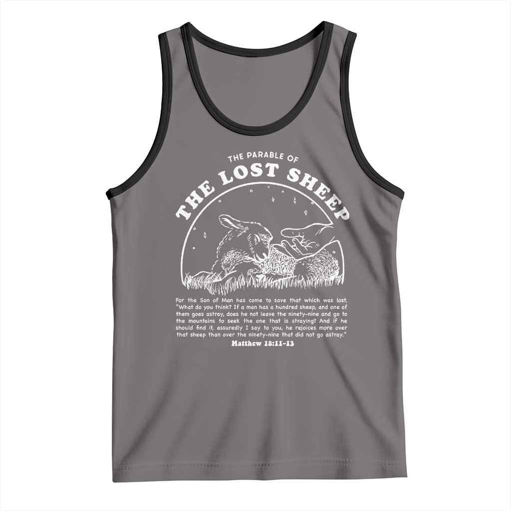 The Parable Of The Lost Sheep Tank Top Christian Bible Verse TS11 Deep Heather Black Print Your Wear