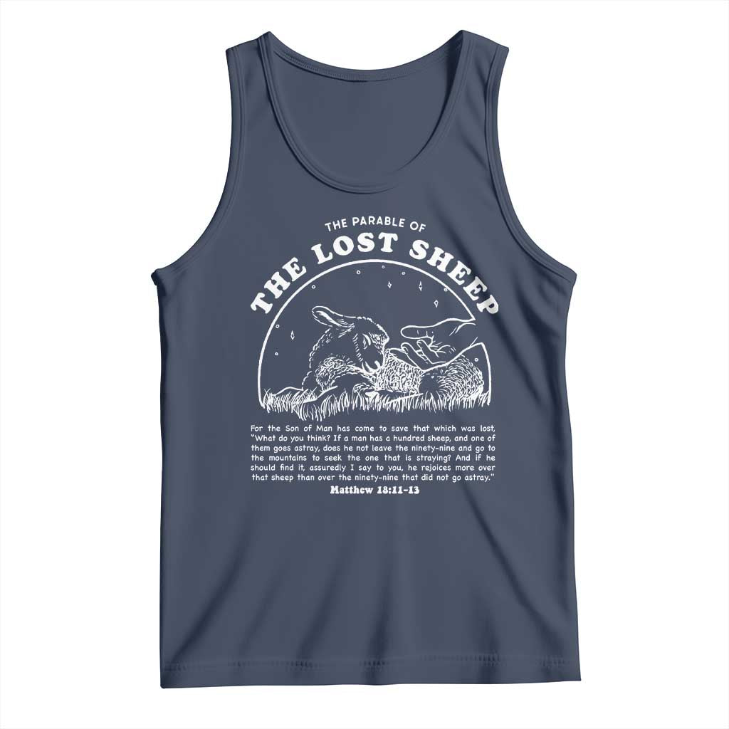 The Parable Of The Lost Sheep Tank Top Christian Bible Verse TS11 Navy Print Your Wear