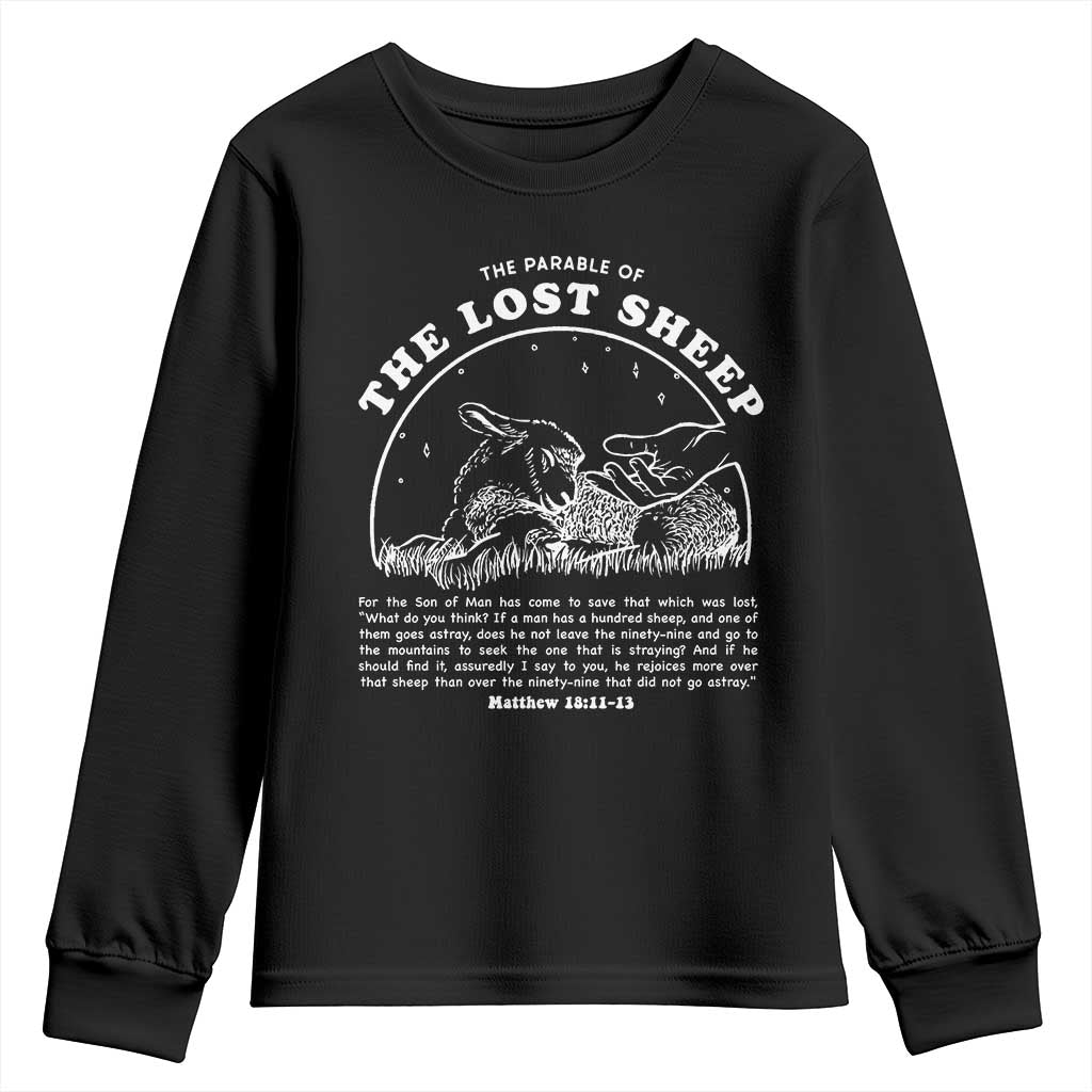 The Parable Of The Lost Sheep Youth Sweatshirt Christian Bible Verse TS11 Black Print Your Wear