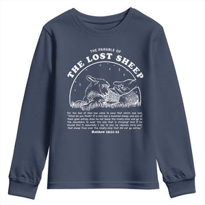 The Parable Of The Lost Sheep Youth Sweatshirt Christian Bible Verse TS11 Navy Print Your Wear