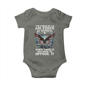 The Power Of An Air Force Is Terrific When There Is Nothing To Oppose It Baby Onesie Veteran Winston Churchill Quote TS11 Military Green Print Your Wear