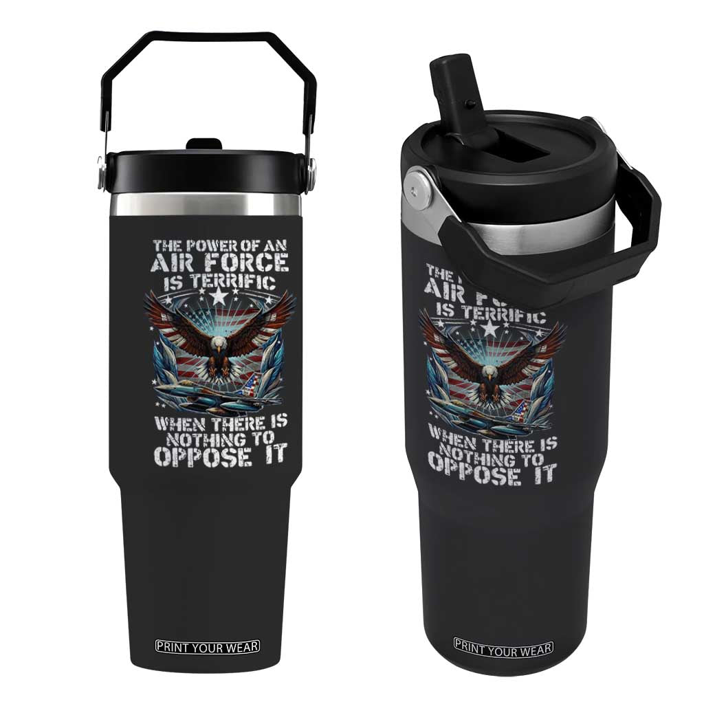 The Power Of An Air Force Is Terrific When There Is Nothing To Oppose It Flip Straw Tumbler Veteran Winston Churchill Quote TS11 One Size: 30 oz Black Print Your Wear